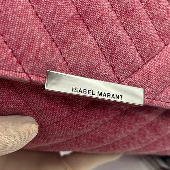 Isabel Marant NWT Merine Quilted Denim Shoulder  Crossbody Bag Pink - Picture 3 of 16